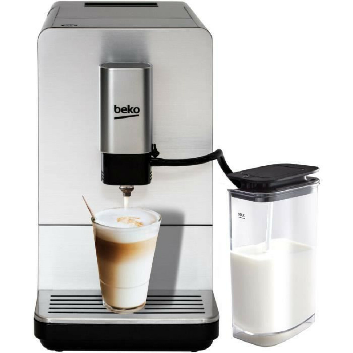 Beko - BEKO CEG5331X - Machine Expresso Automatique - 1350W - Broyeur de cafe en grains integre - Carafe a Lait - Facade Inox - Expresso - Cafetière
