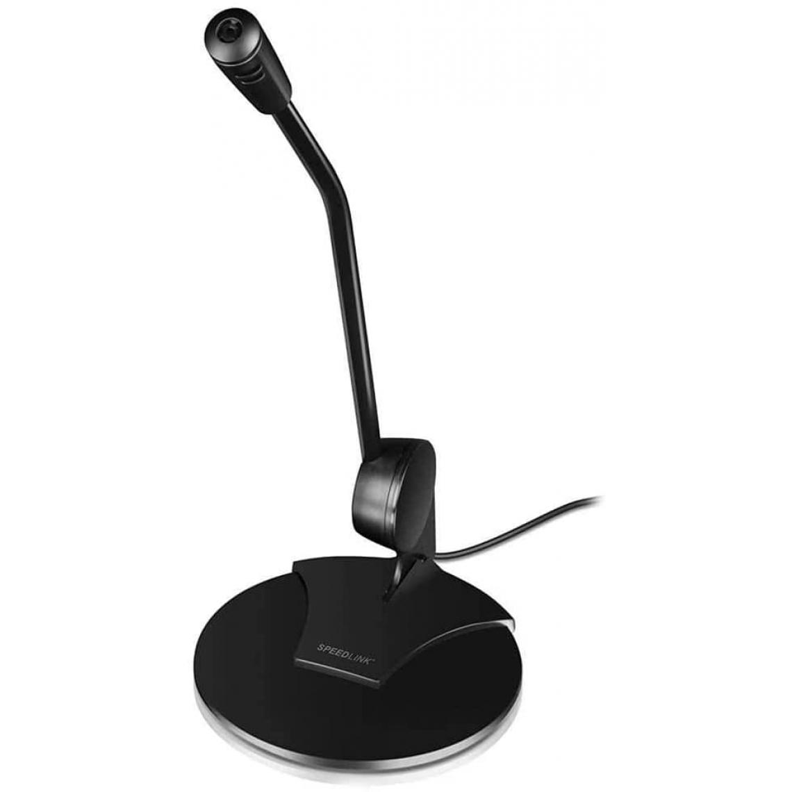 Sans Marque - Microphone Omnidirectionnel de Table sur Pied Noir SpeedLink - Microphone PC