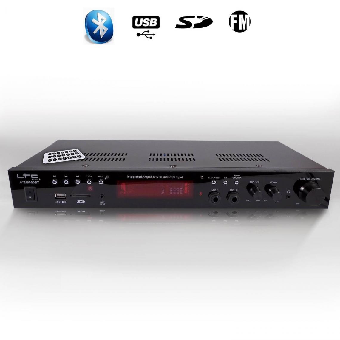 Ltc Audio - Amplificateur LTC ATM6000BT stéréo 100W USB/SD/MP3/Bluetooth & Karaoké - Ampli