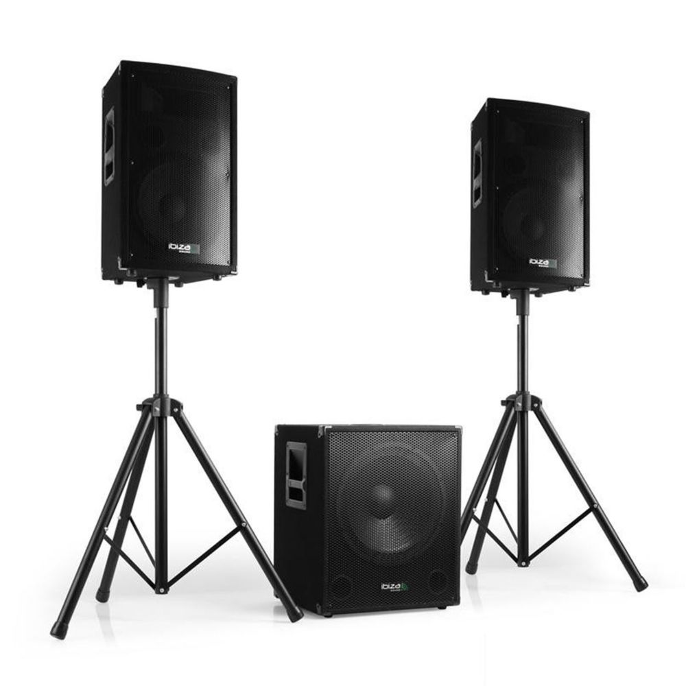 Ibiza Sound - Caisson bi-amplifié 1200 W + 2 satellites + pieds - Packs DJ