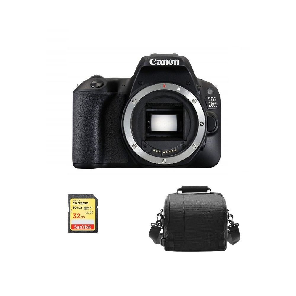 Canon - CANON EOS 200D Body Black + 32GB SD card + camera Bag - Reflex Grand Public