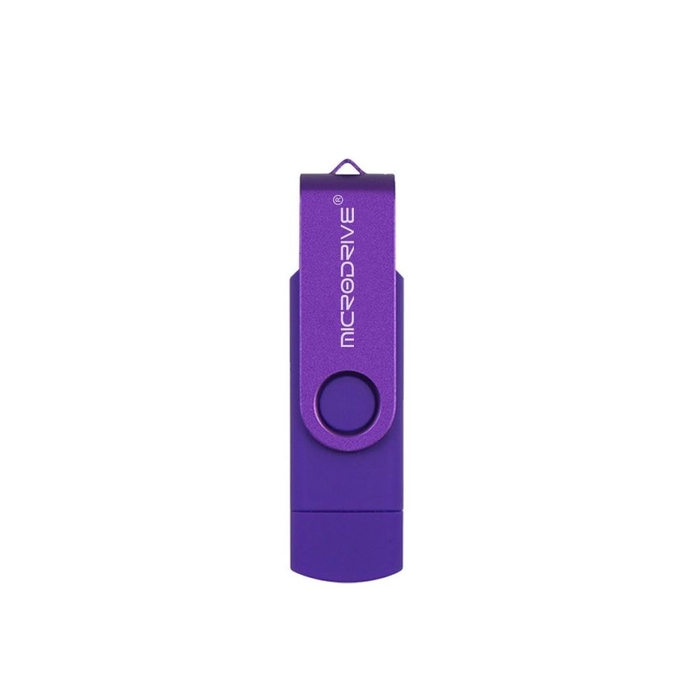 Wewoo - Clé USB MicroDrive 64 Go USB 2.0 pour téléphone et ordinateur Double disque rotatif OTG Metal U violet - Clés USB