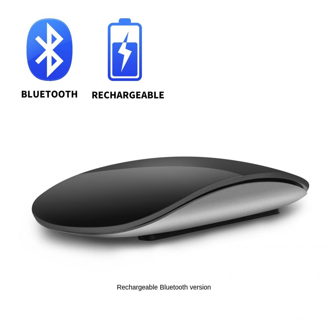 Generic - Souris sans fil Bluetooth, rechargeable, silencieuse, adaptée pour PC, Apple Macbook et Microsoft 11.3 * 6 * 2 cm - Noir  - Souris