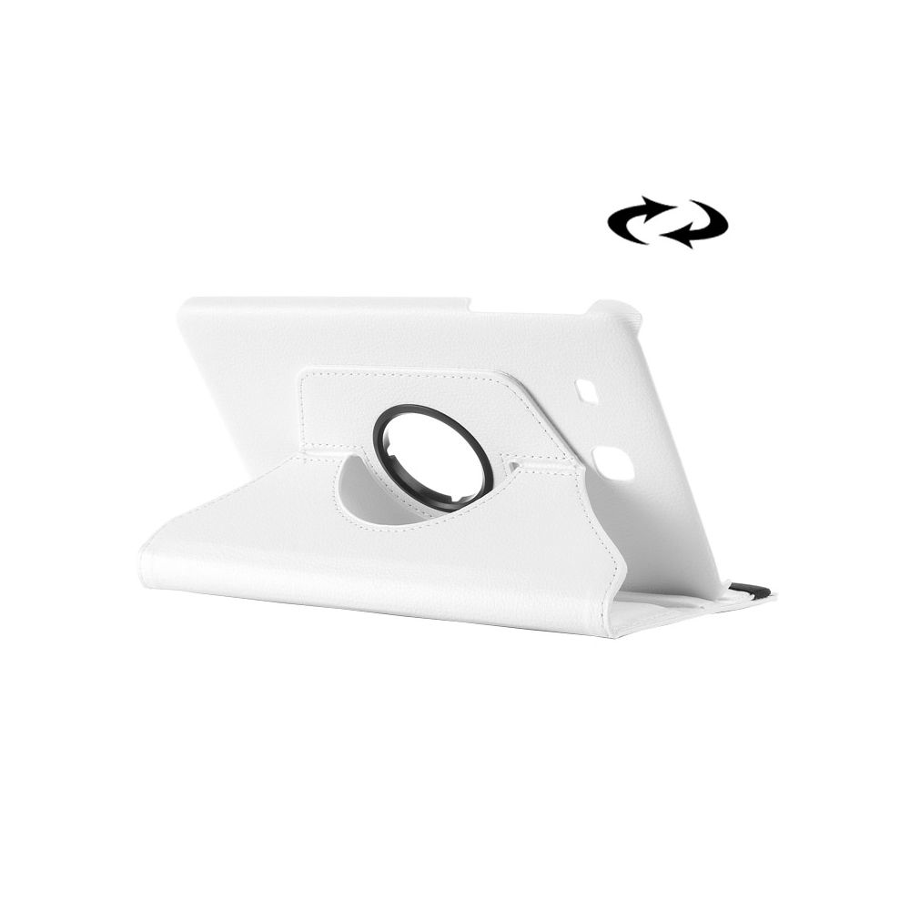 Wewoo - Housse tablette Etui en cuir à rotation 360 degrés Litchi Texture avec support multifonction pour Galaxy Tab E 9.6 blanc - Housse, étui tablette