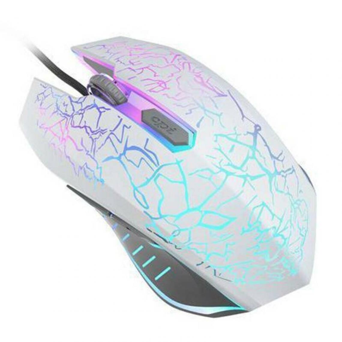 Universal - (White) Gaming Mouse Wired 800,1200,1600,2400 DPI Ergonomic Gamer Mice LED Backlit PC - Souris