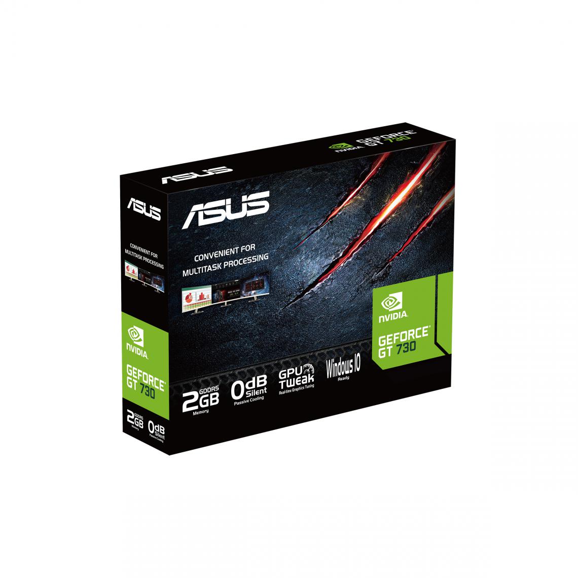 Asus - GT730-SL-2GD5-BRK-E 2GB GDDR5 2Go GT730-SL-2GD5-BRK-E GeForce GT 730 2Go GDDR5 64-bit D-SUB HDMI DVI-D - Carte Graphique NVIDIA