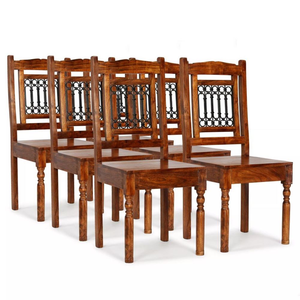 Vidaxl - Chaise de salle à manger 6 pcs Bois massif avec finition Sesham | Blanc - Chaises de cuisine et de salle à manger | Blanc | Blanc - Chaises
