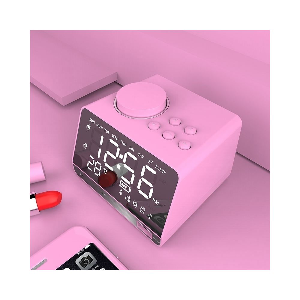 Wewoo - Enceinte Bluetooth Radio multifonctions sans fil avec miroir (rose) - Enceintes Hifi