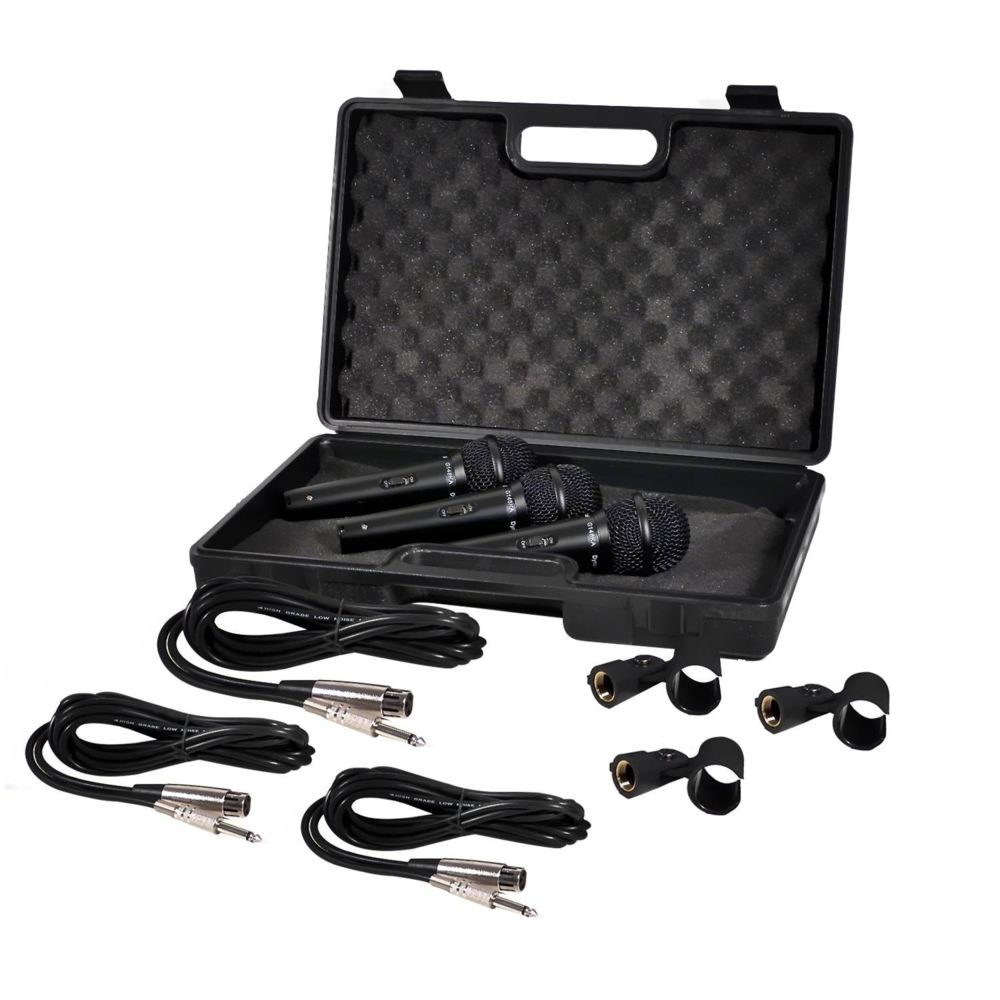 Soundlab - Kit de 3 Microphones Dynamiques Soundlab G148KA avec Cordons et Mallette - Accessoires DJ