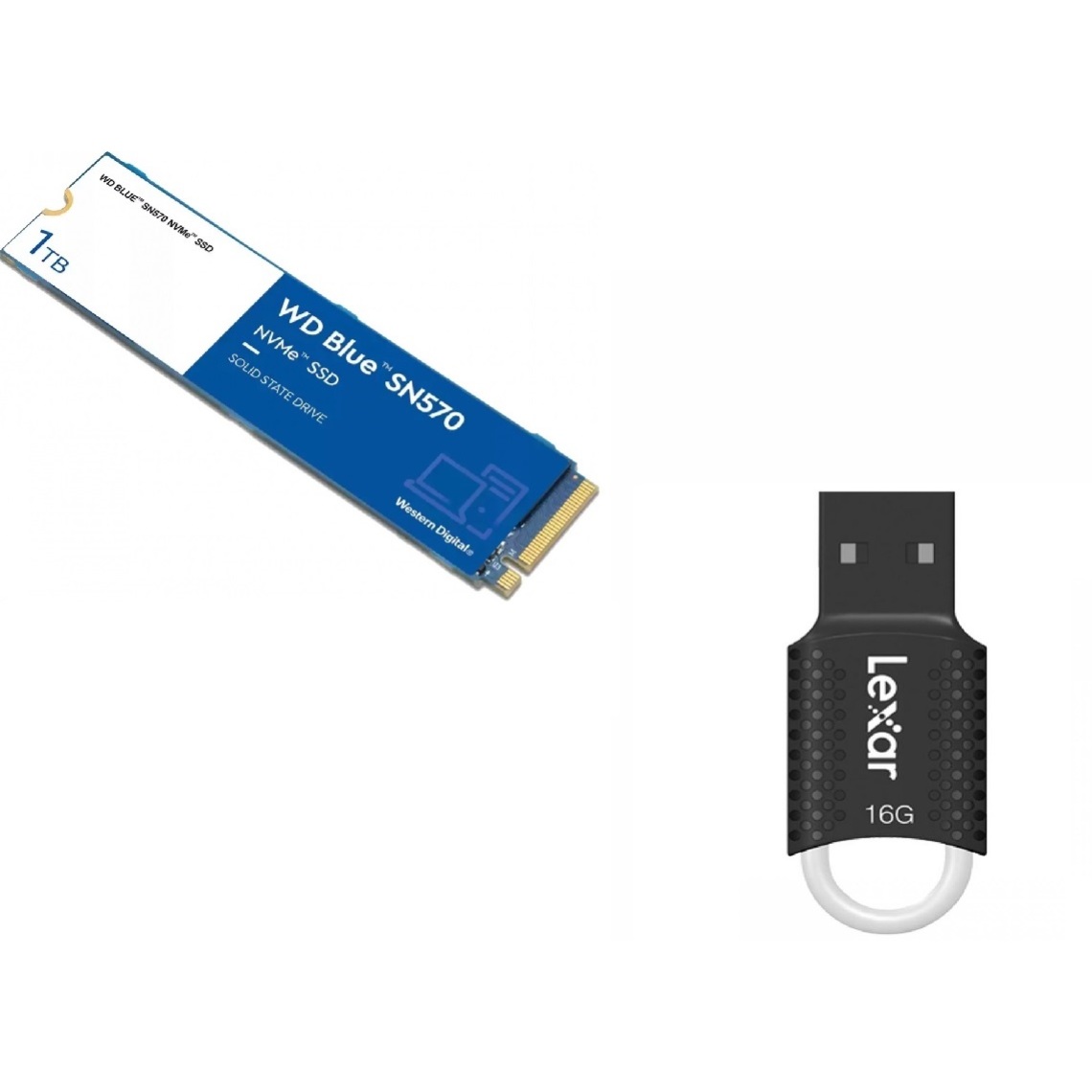 Western Digital - Disque SSD NVMe™ WD Blue SN570 1 To + Jump Drive V40 - 16 Go - SSD Interne