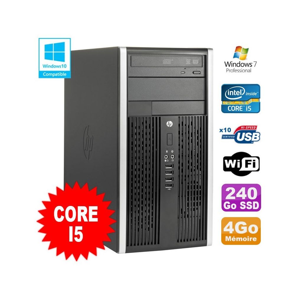 Hp - PC Tour HP Elite 8200 Core I5 3.1Ghz 4Go Disque 240Go SSD Graveur WIFI Win 7 - PC Fixe