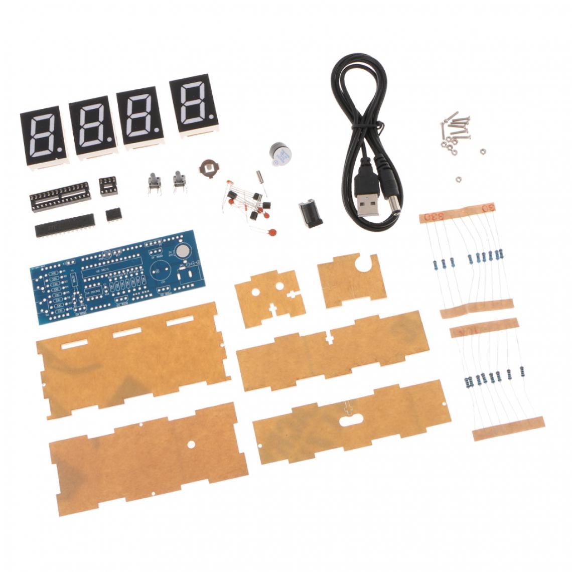 marque generique - Kit d'horloge LED numérique DIY à 4 chiffres Contrôle de la lumière Affichage de l'heure et de la date, blanc - Ampli