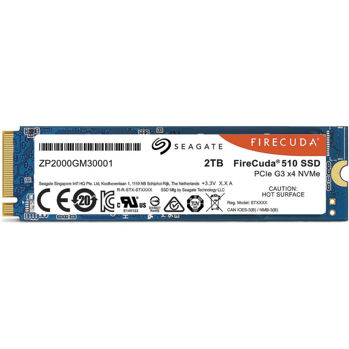 Seagate - FireCuda 510 SSD - 2 To - M.2 2280-D2 - M.2 2280-D2 NVMe PCIe Gen3 x4 - SSD Interne