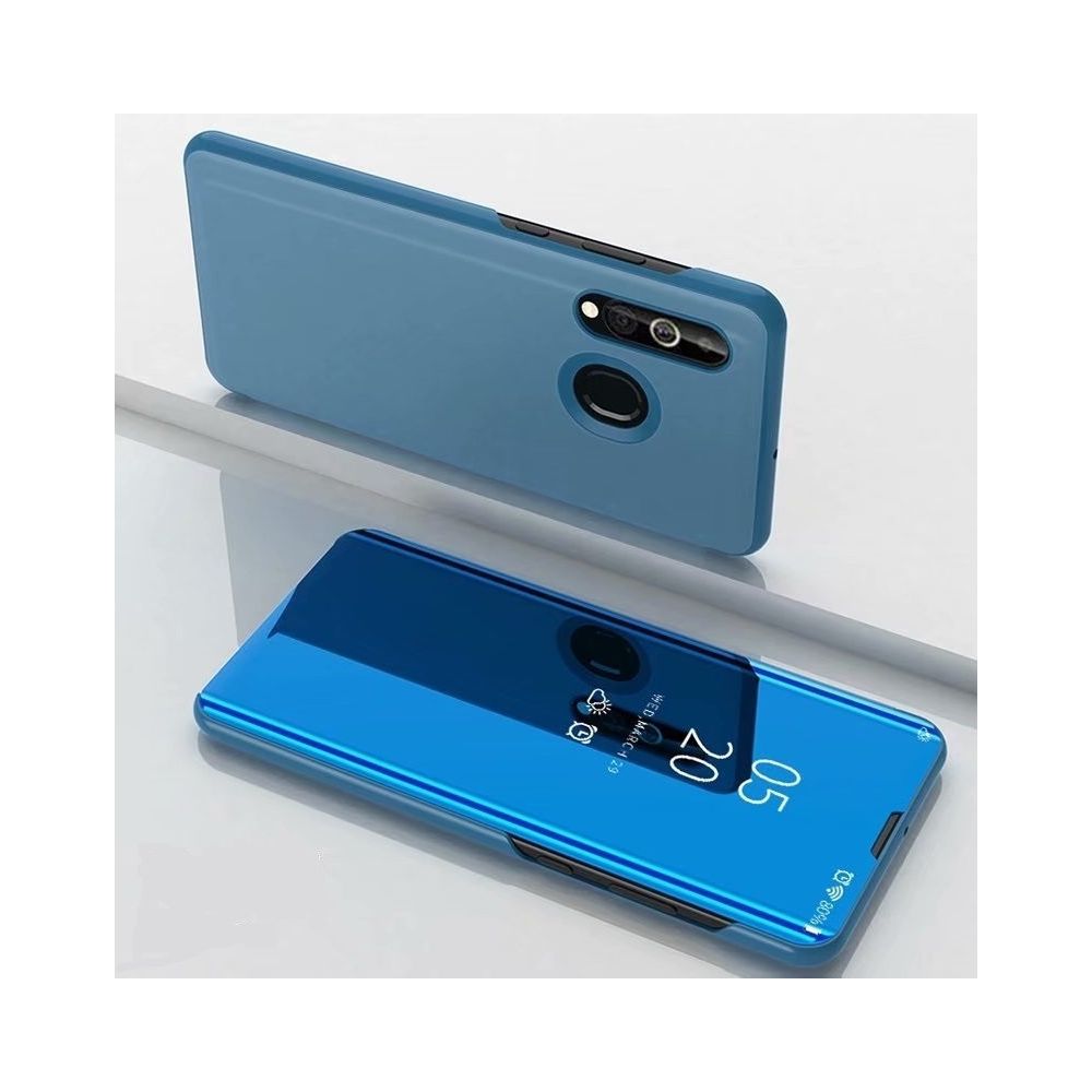Wewoo - Coque Rigide Etui à rabat en cuir avec miroir de galvanisation pour Samsung A20 E support Bleu - Coque, étui smartphone