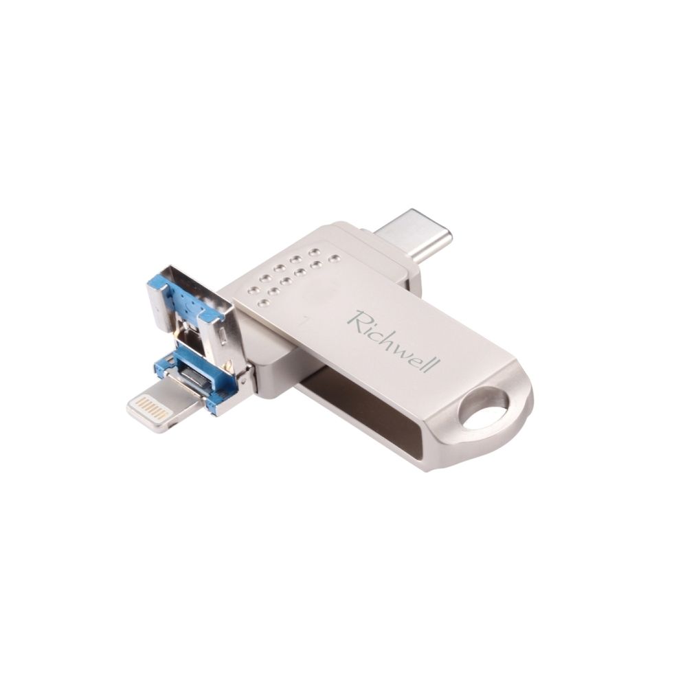 Wewoo - Clé USB iPhone iDisk 128G de type C + Lightning 8 broches + disque flash USB métal 3.0 push-pull avec fonction OTG (argent) - Clavier