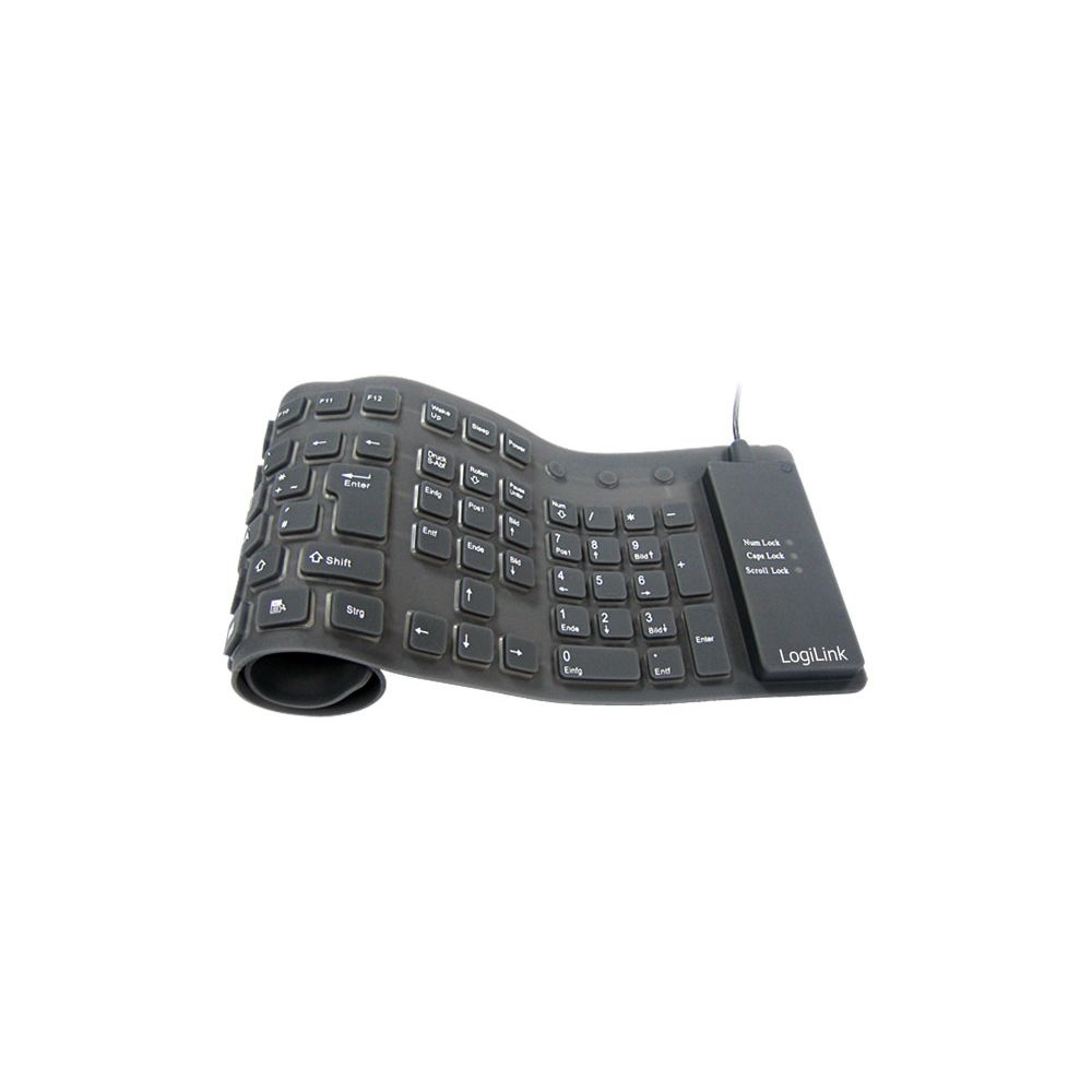 Logilink - LogiLink Keyboard flexible waterproof clavier USB + PS/2 QWERTY Noir - Clavier