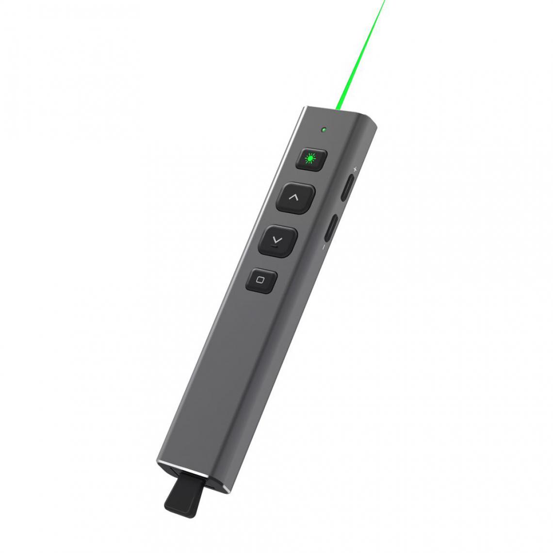 Generic -  Souris de présentation AVATTO G600 , pointeur Laser vert sans fil  2.4GHz en alliage d'aluminium , Comptable avec Window et Mac  135x28x12mm - Gris  - Souris