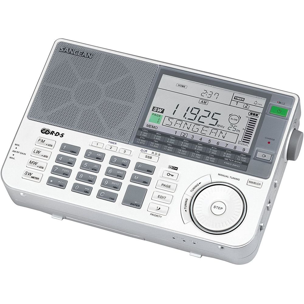 Sangean - Radio portable avec grand écran LCD et 406 stations préprogrammées FM blanc - Radio