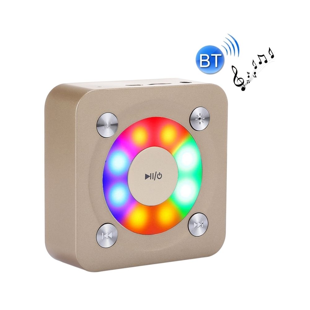 Wewoo - Enceinte Bluetooth d'intérieur or Haut-parleur stéréo portable Bluetooth, avec MIC et lumière intégrés, Appels mains-libres de carte TF AUX IN, Distance Bluetooth: 10m - Enceintes Hifi