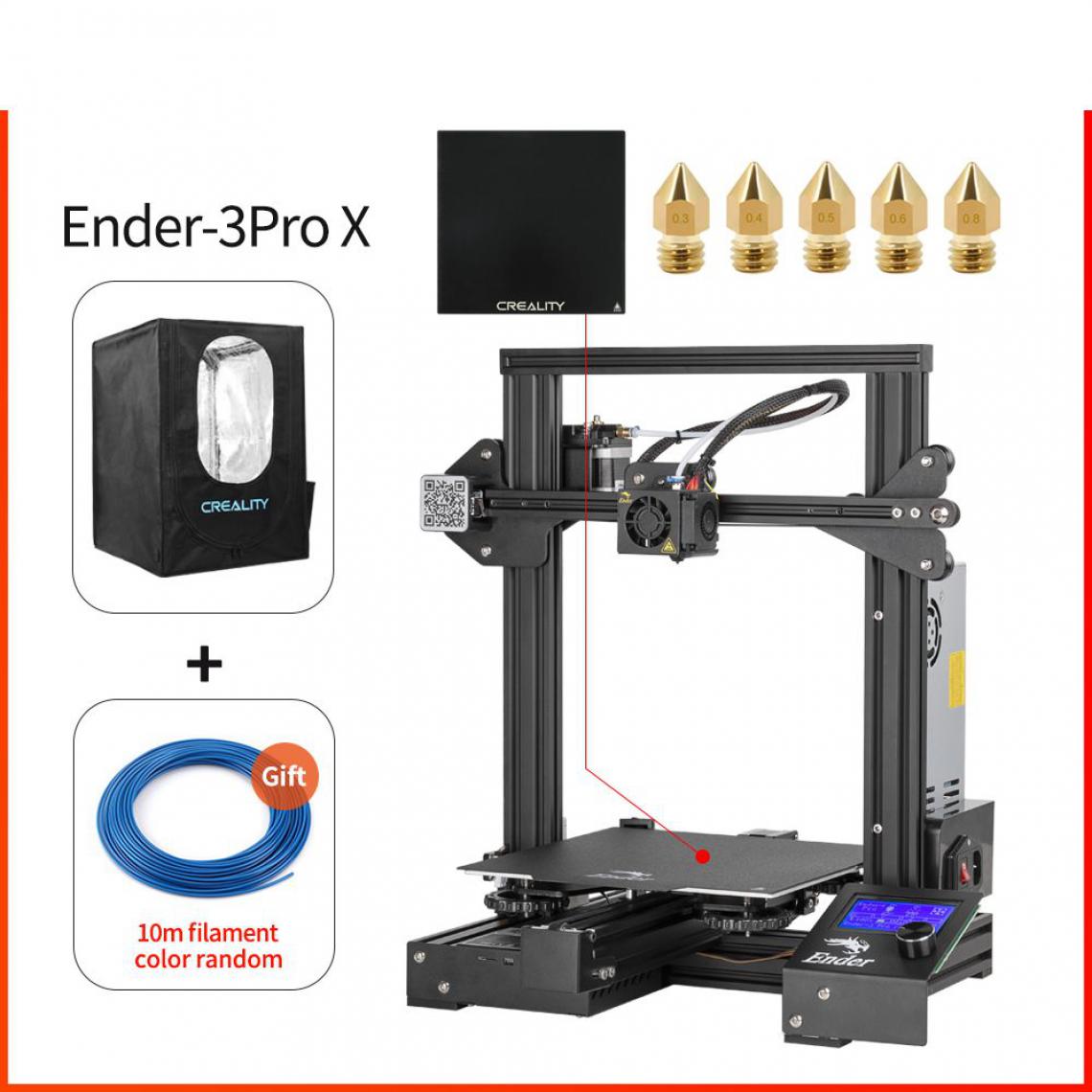 Generic -  imprimante 3D CREALITY 3D Ender-3 Pro  avec à tête d'impression  PLA,  ABS , TP  et Enclosure   44 * 44 *  46.5  cm - Noir  - Imprimante 3D