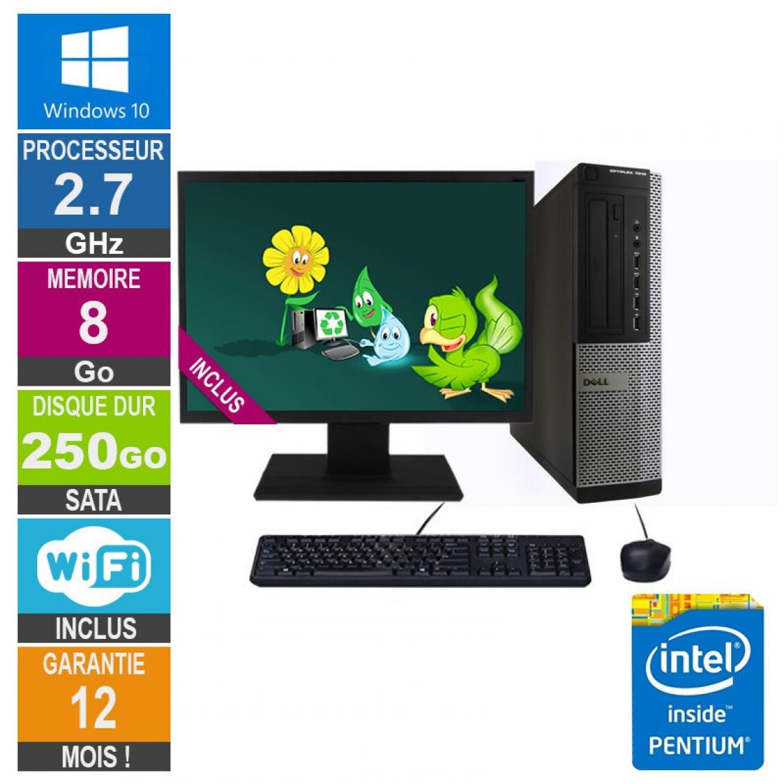 Dell - PC Dell Optiplex 7010 DT G630 2.70GHz 8Go/250Go Wifi W10 + Ecran 19 - PC Fixe