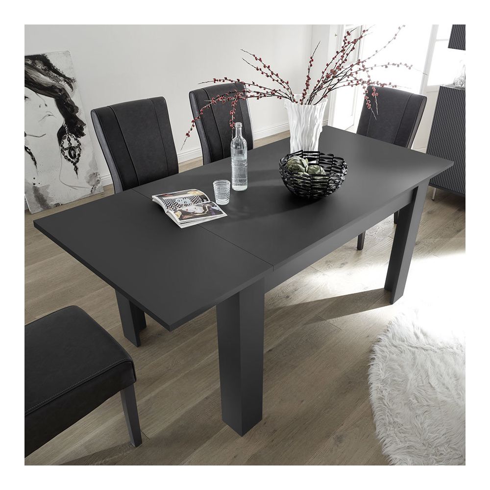 Happymobili - Table 140 cm avec rallonge design grise PESCARA 2 - Tables à manger