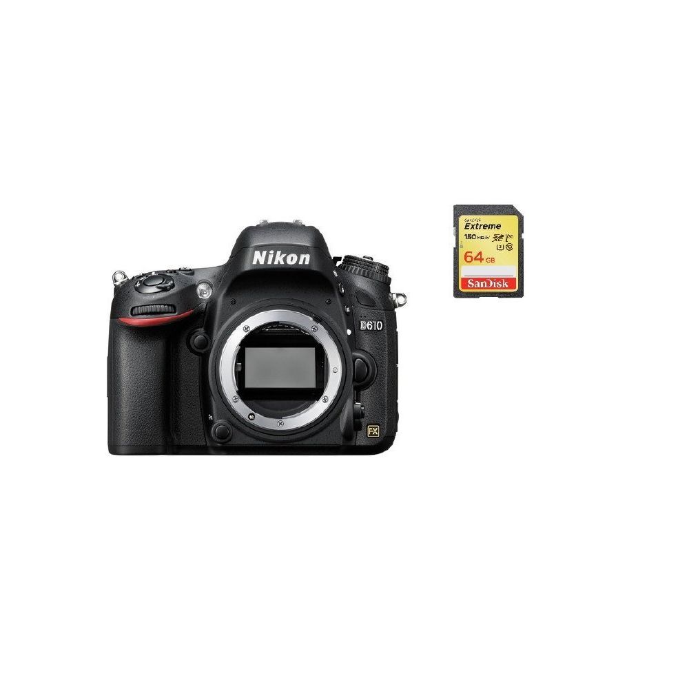 Nikon - NIKON D610 Body + 64GB SD card - Reflex Grand Public