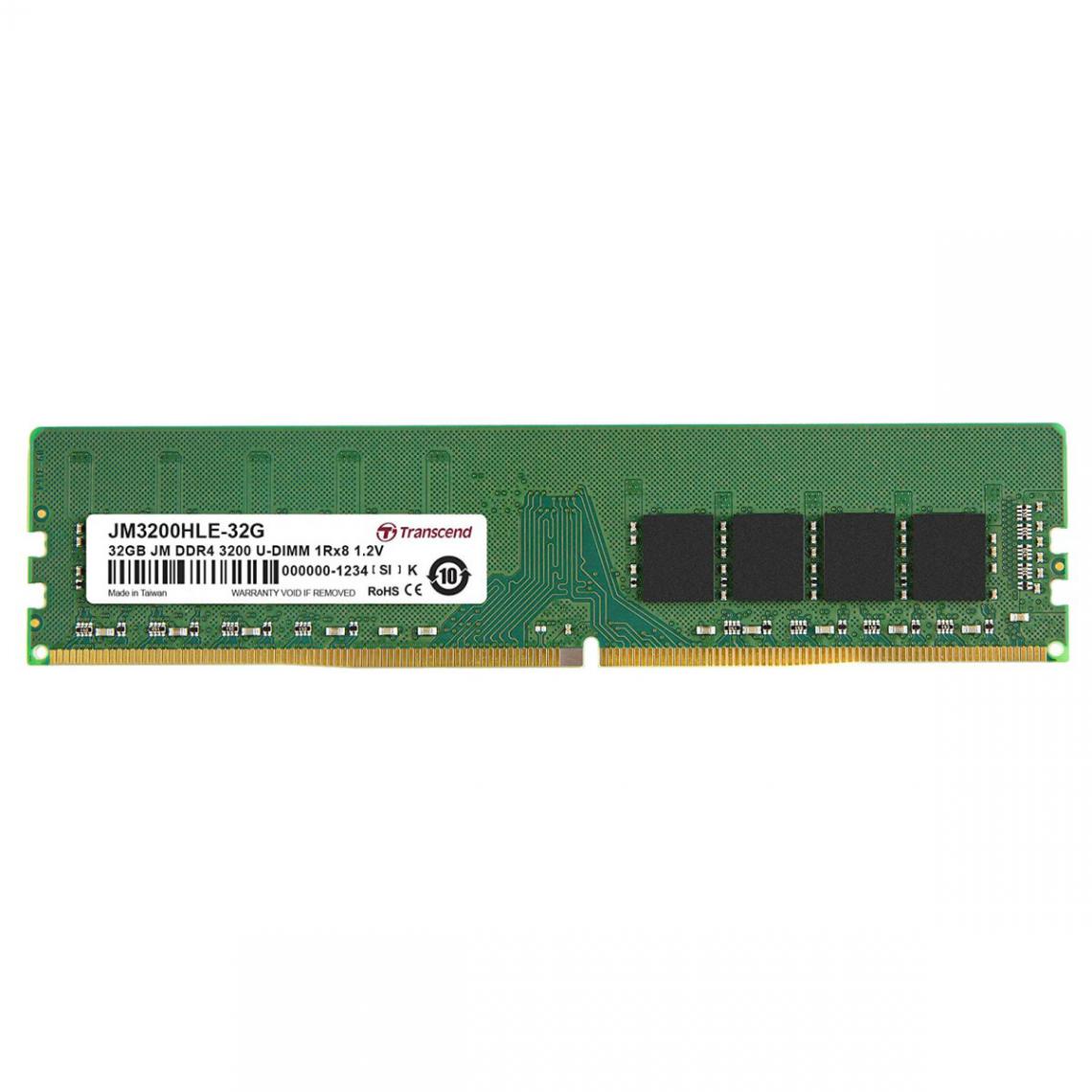 Transcend - JetRAM - 32 Go - DDR4 -DIMM 288 broches - 3200 MHz - CL22 - RAM PC Fixe