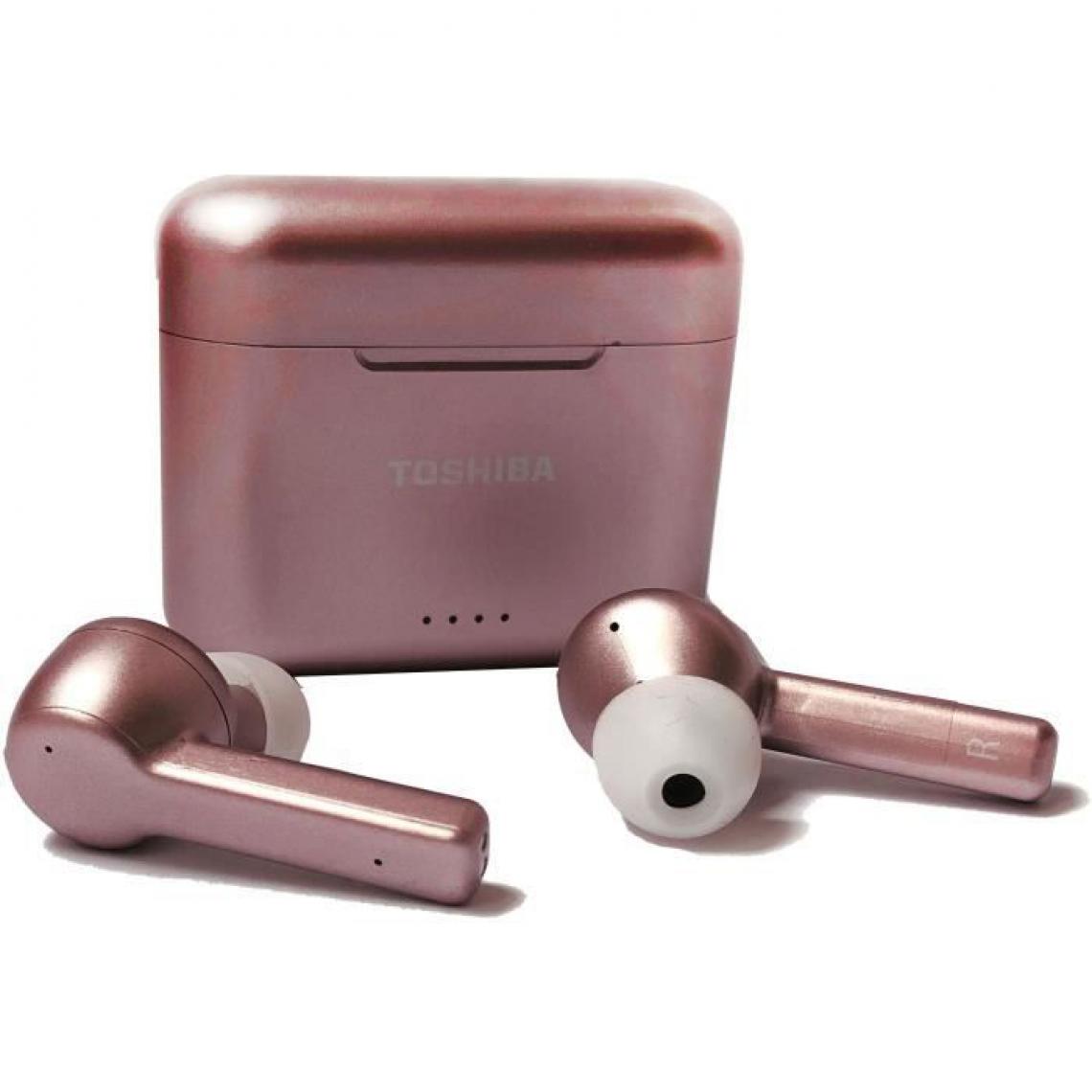 Toshiba - TOSHIBA RZE-BT750EPN- Ecouteurs True Wireless intra auriculaire Bluetooth - Auto-pairing - Boitier de charge (Qi) - Rose gold - Casque