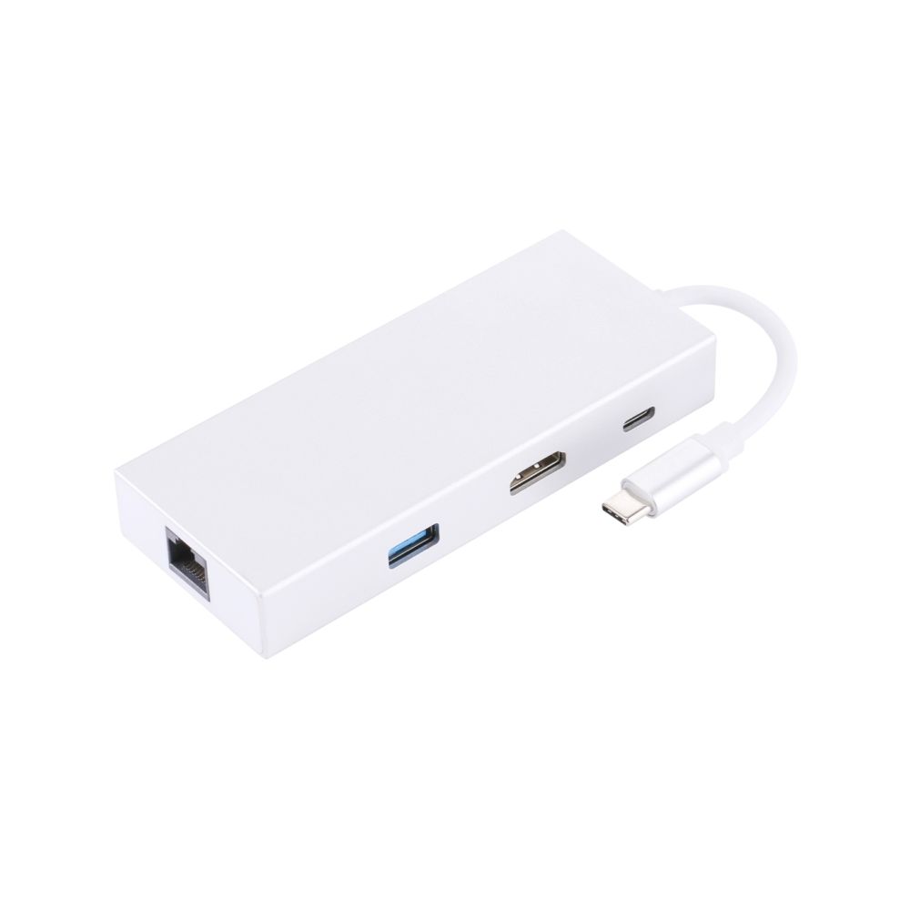 Wewoo - Pour Macbook / Pro / Huawei Matebook USB-C / Type-C à HDMI et RJ45 2 x USB 3.0 SD & Micro SD Carte Adaptateur HUB avec USB-C / Type-C de charge, - Lecteur carte mémoire