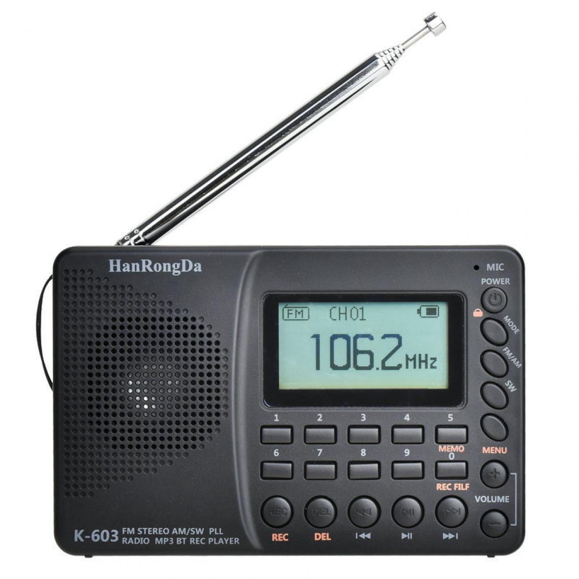 Universal - Affichage en trois langues Carte FM portable Radio numérique Qualité audio haute fidélité Bluetooth 5.0 pour ordinateurs portables, téléphones portables | Radio - Radio