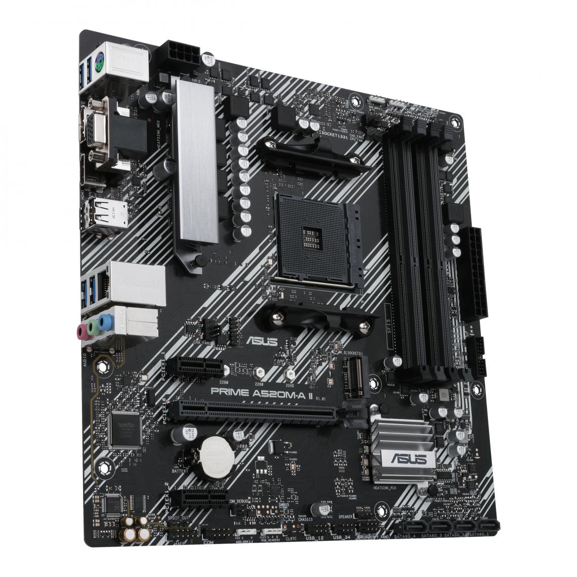 Asus - PRIME A520M-A II AMD A520 AM4 Micro ATX - Carte mère AMD