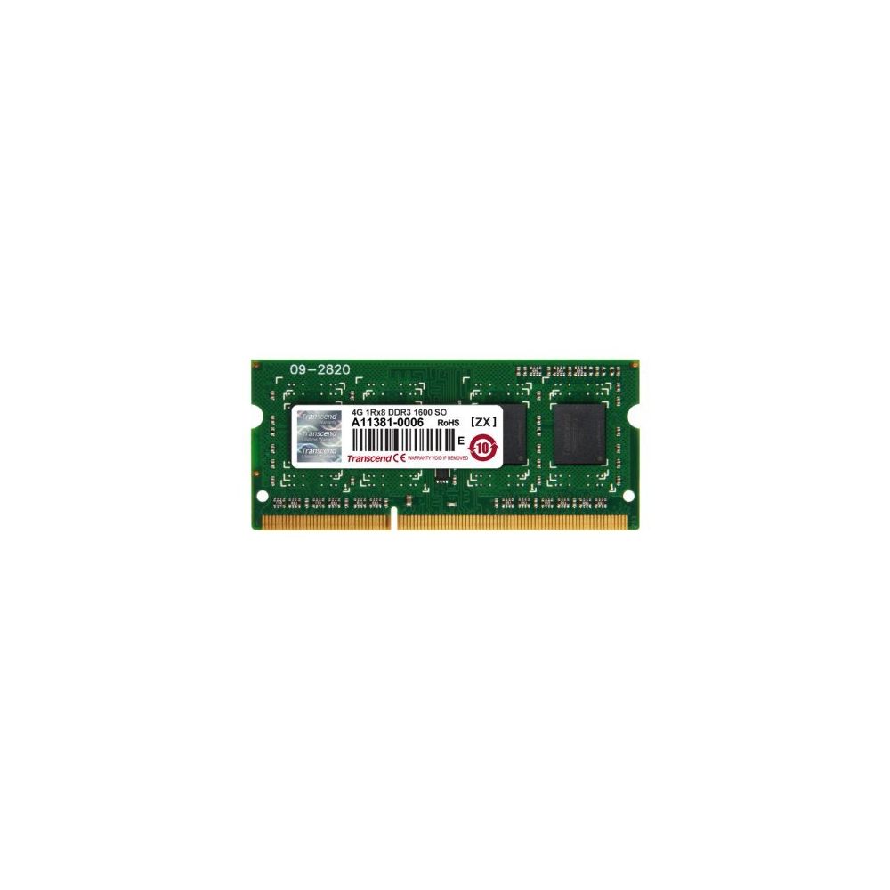 Transcend - Transcend DDR3 4Gb 1600MHz SODIMM JetRam CL11 1Rx8 (JM1600KSH-4G) - RAM PC Fixe