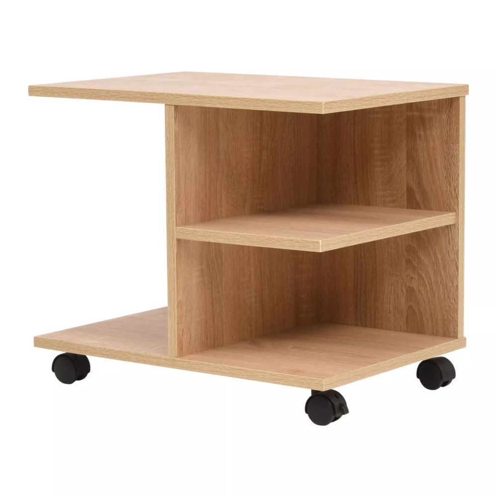 Helloshop26 - Étagère armoire meuble design étagère à roulettes 50 cm chêne 2702036/2 - Etagères