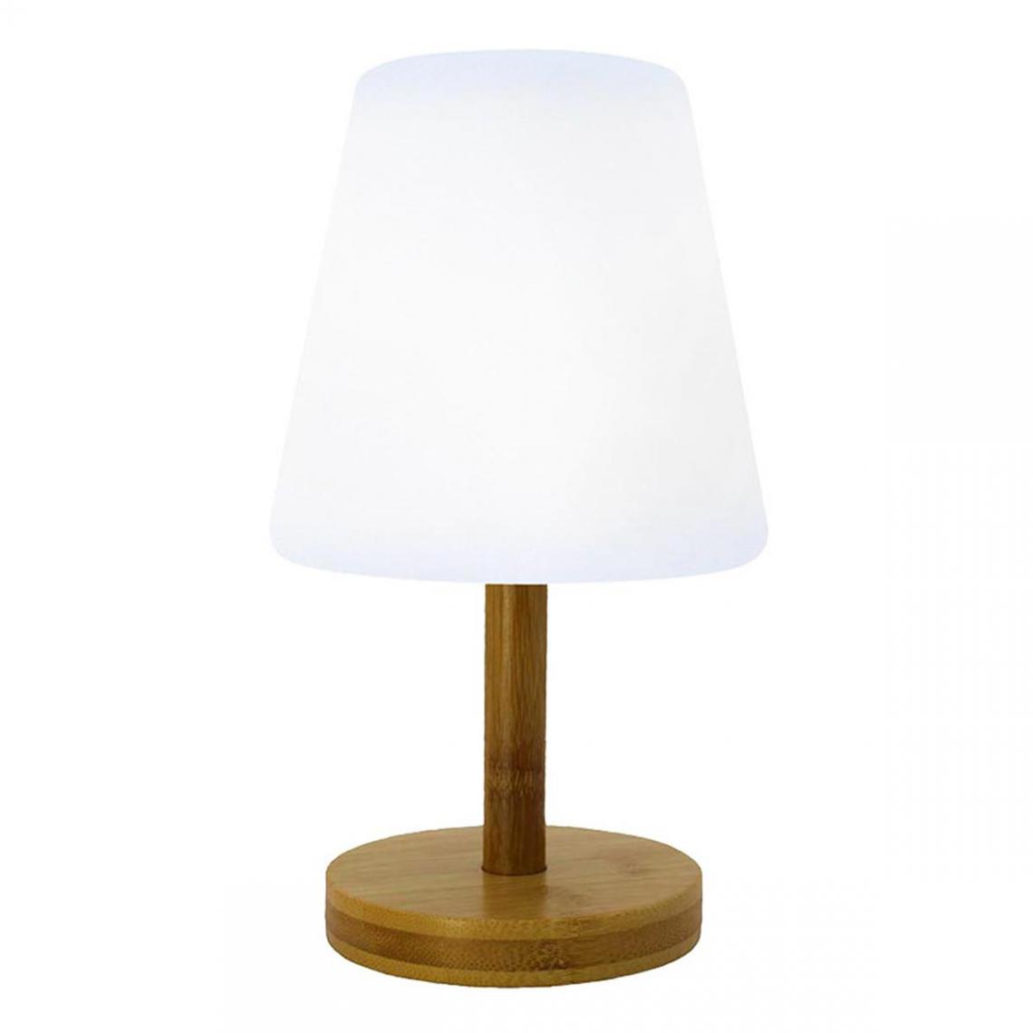 Lumisky - Lampe de table sans fil STANDY MINI WOOD blanc en bois H25cm - Lampes à poser
