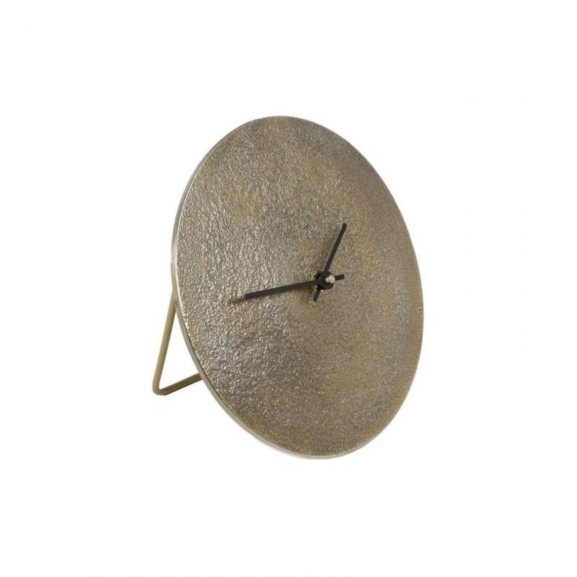 L'Héritier Du Temps - Horloge sur Pied Sun S Pendule Ronde à Poser en Aluminium Couleur Gold et Noir 5x20x20cm - Horloges, pendules