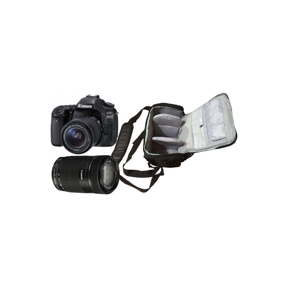 Canon - CANON EOS 80D KIT EF-S 18-55mm F3.5-5.6 IS STM + EF-S 55-250mm F4-5.6 IS STM (White Box)+ Bag - Reflex Grand Public