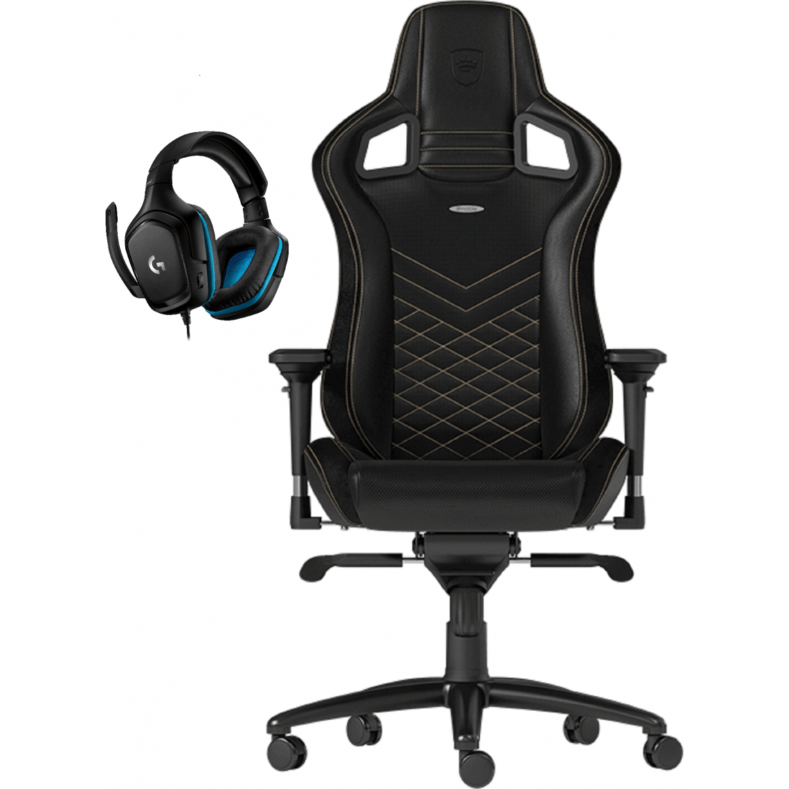 Noblechairs - EPIC - Noir/Or + G432 - Filaire - Chaise gamer