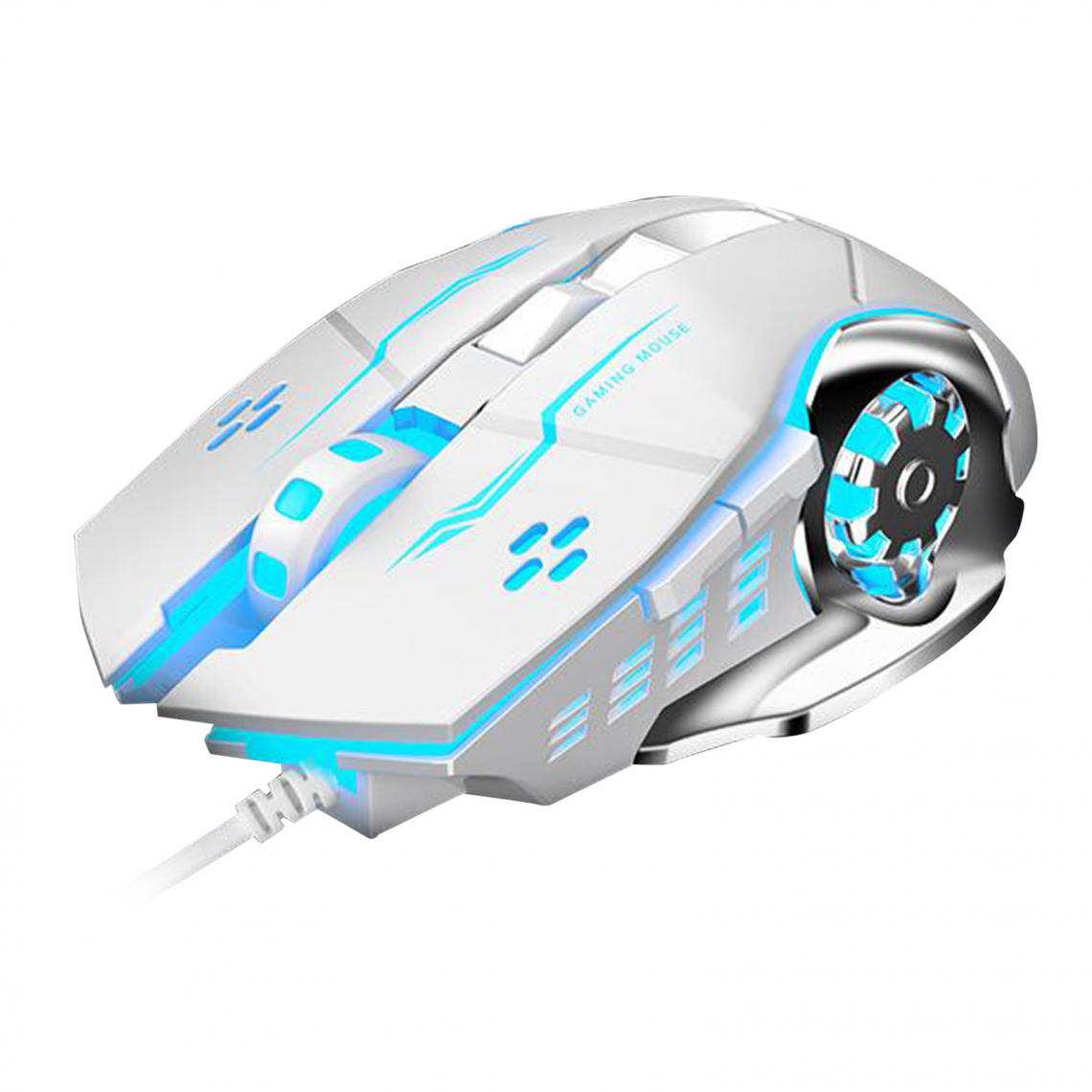 marque generique - S20 Gaming Mouse Wired Réglable 2400DPI Max Programmable PC Gaming Blanc - Pack Clavier Souris