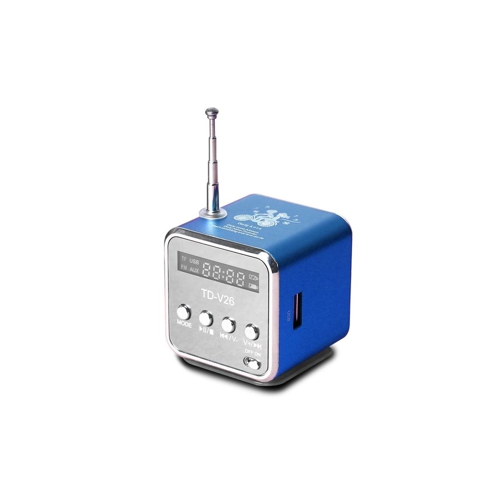 Wewoo - Enceinte Bluetooth Haut-parleurs portables avec mini-radio multifonctions FM et USB pour télé-assistance téléphonique, lecteur de musique MP3 à carte SD / TF, couleur :: bleu - Enceintes Hifi