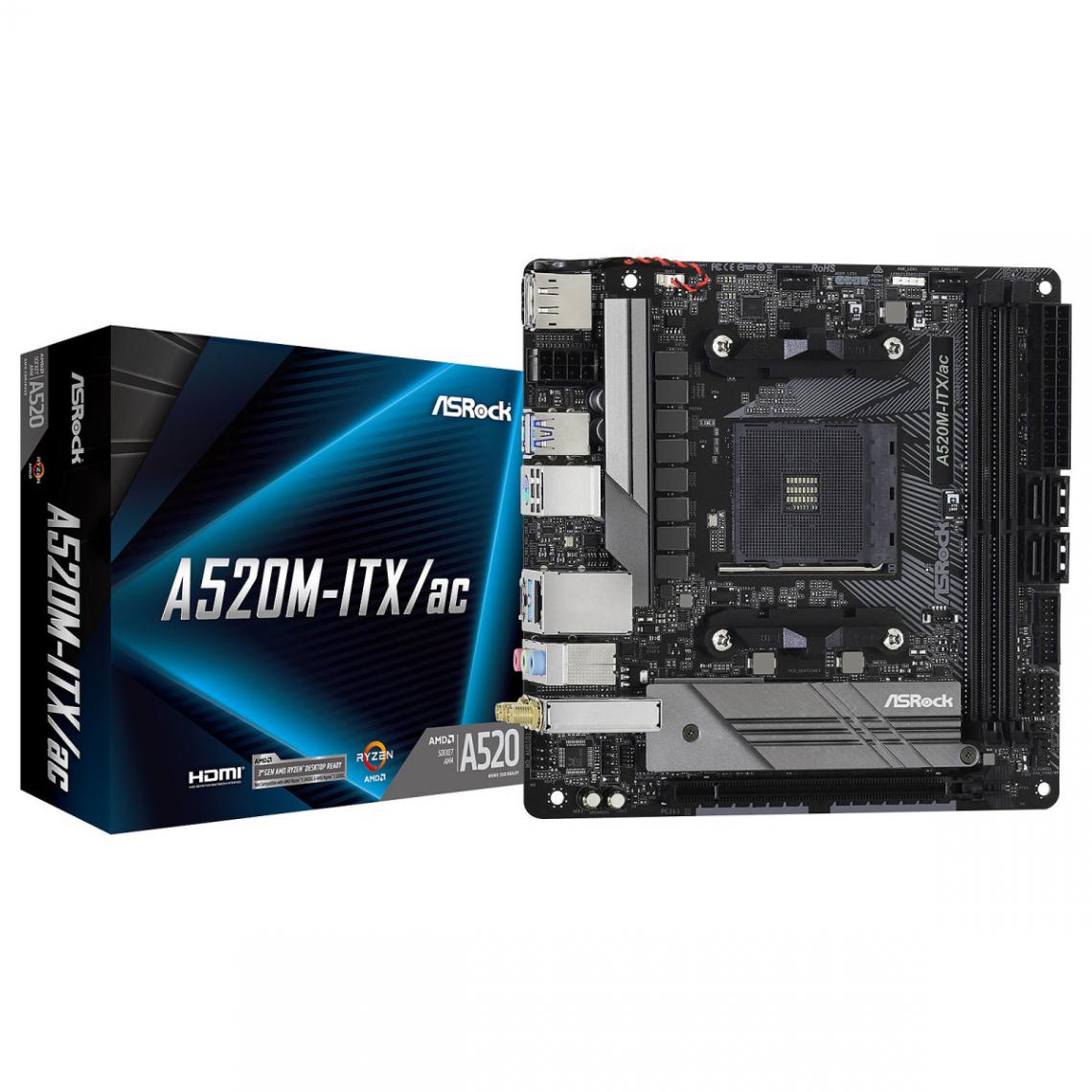 Asrock - AMD A520M - ITX/AC-ATX - Carte mère AMD