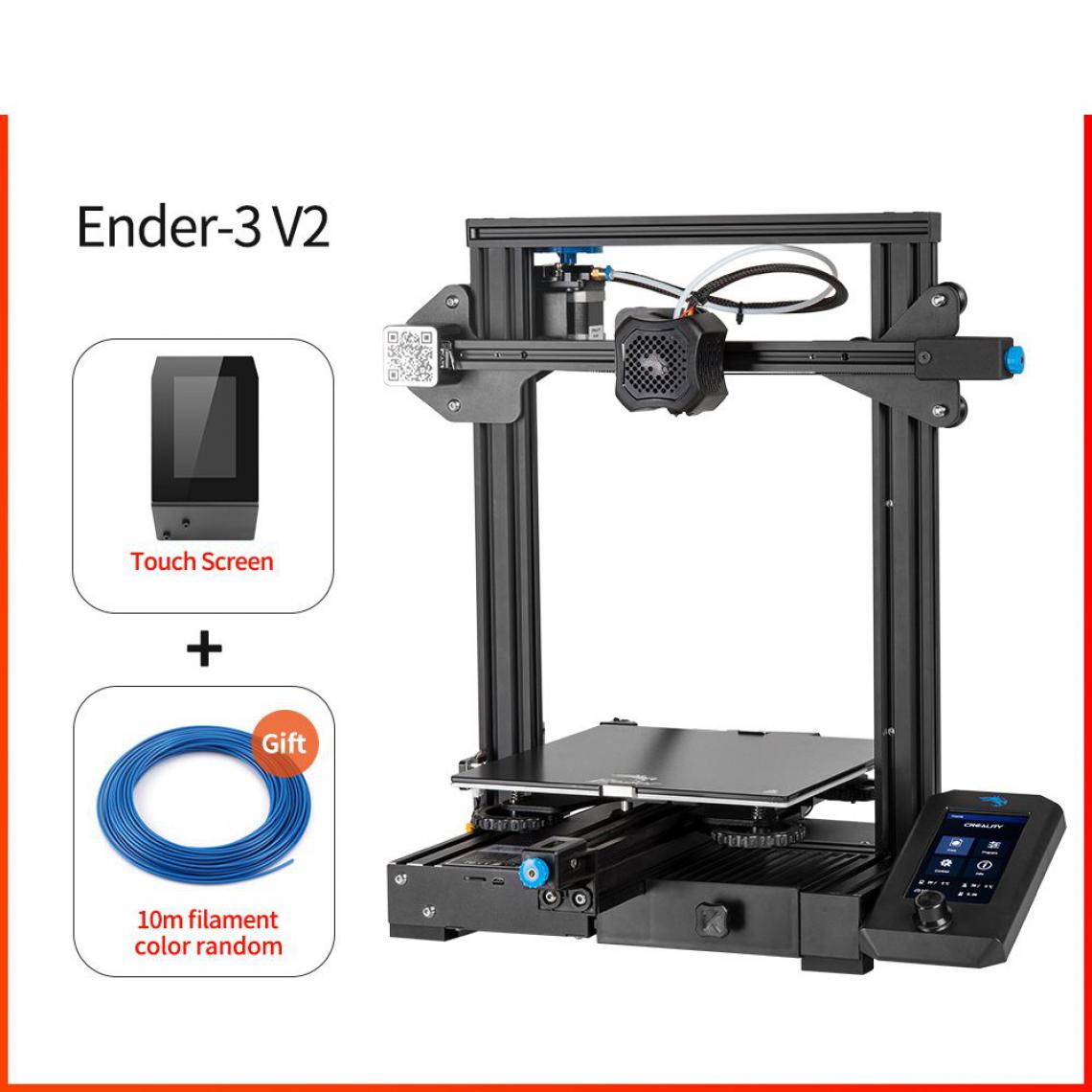 Generic -  imprimante 3D CREALITY 3D Ender-3 V2 – avec à 1 tête d'impression  PLA,  ABS , TP ,  écran Lcd couleur 4.3 pouces    47.5 * 47 * 62 cm - Noir  - Imprimante 3D
