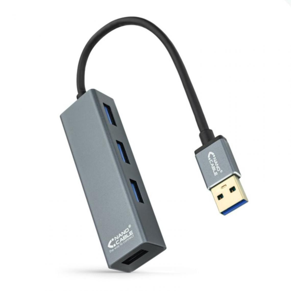 Nanocable - Hub USB 4 Ports NANOCABLE 10.16.4402 USB 3.0 Gris - Hub