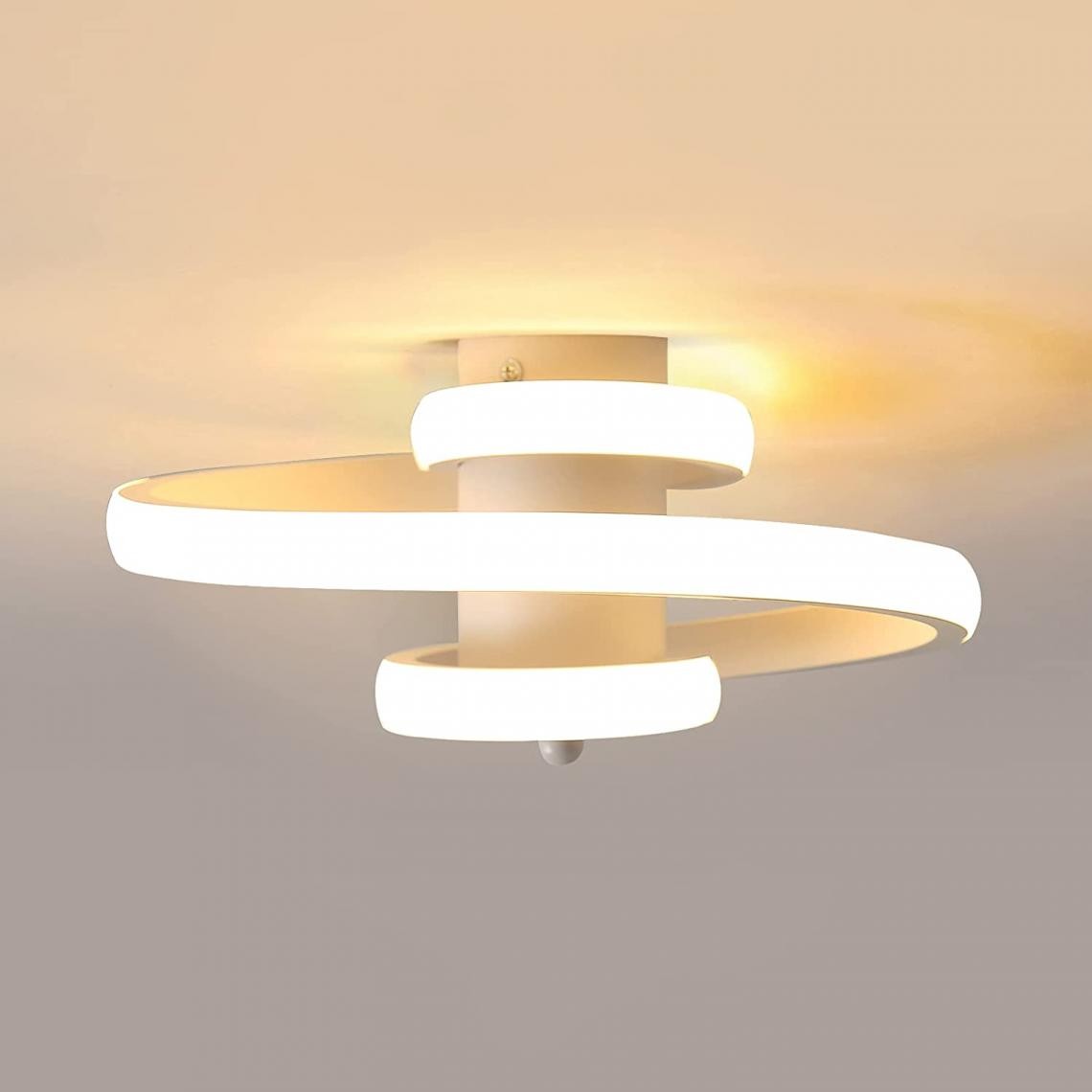 Goeco - LED Plafonnier Moderne, 24W Simple en Forme de Ruban en Spirale Design Lustre, 3500K Lumière Blanche Chaude Éclairage de Plafond pour Salon, Chambre à Coucher, Salle à Manger, Couloir (Blanc). - Plafonniers