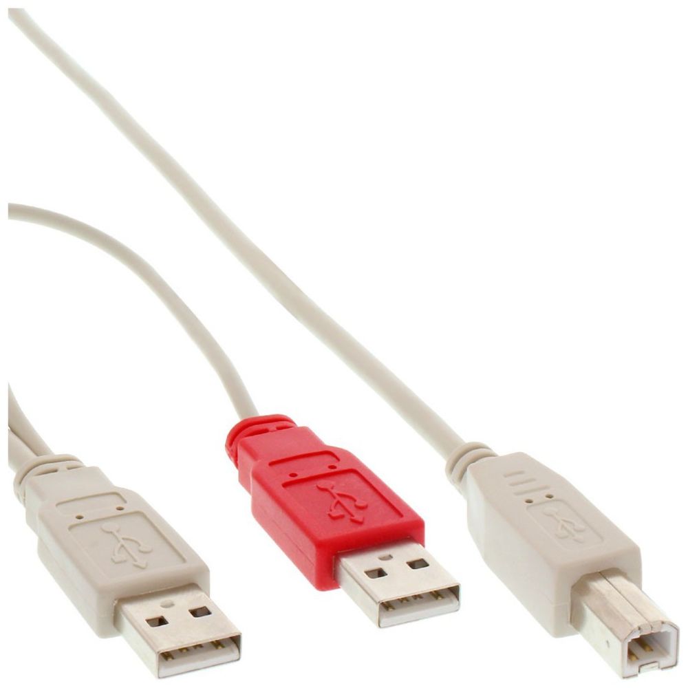 Inline - InLine®, Câble de raccordement USB 2.0 2x prise A à prise B, 1,0m - Câble USB