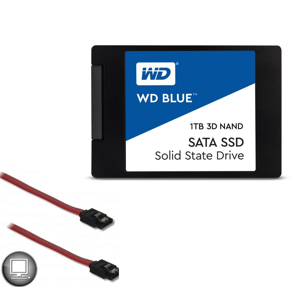 Western Digital - WD BLUE 1 To 2.5'' SATA III (6 Gb/s) + Cable SATA mâle / SATA mâle, 0m45 - SSD Interne