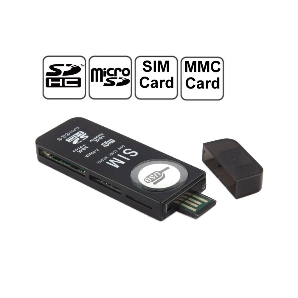 Wewoo - Lecteur de carte USB universel, noir SD / MMC / SIM / TF de - Lecteur carte mémoire