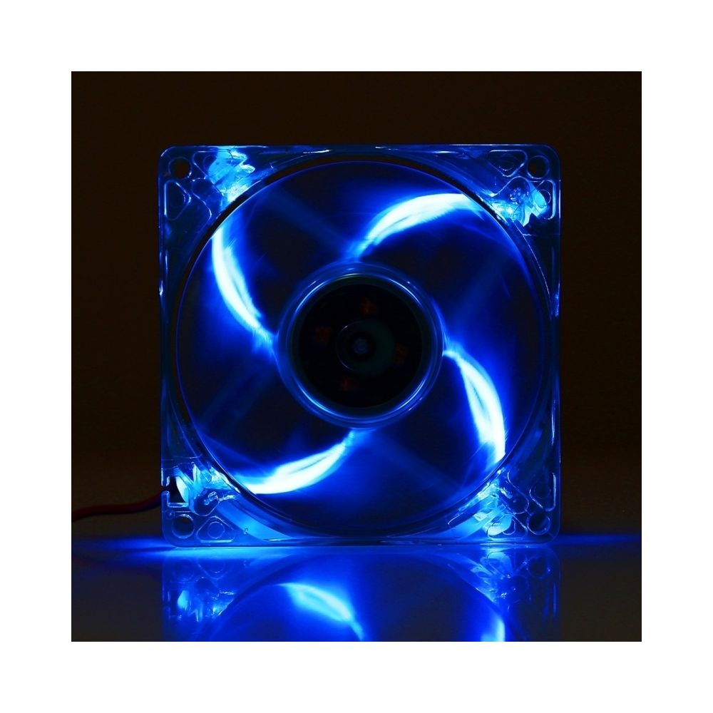 Wewoo - Ventilateur de refroidissement bleu 8025 4 Broches DC 12V 0.18A Ordinateur Cas Refroidisseur avec LED Lumière, Taille: 80x80x25mm - Grille ventilateur PC