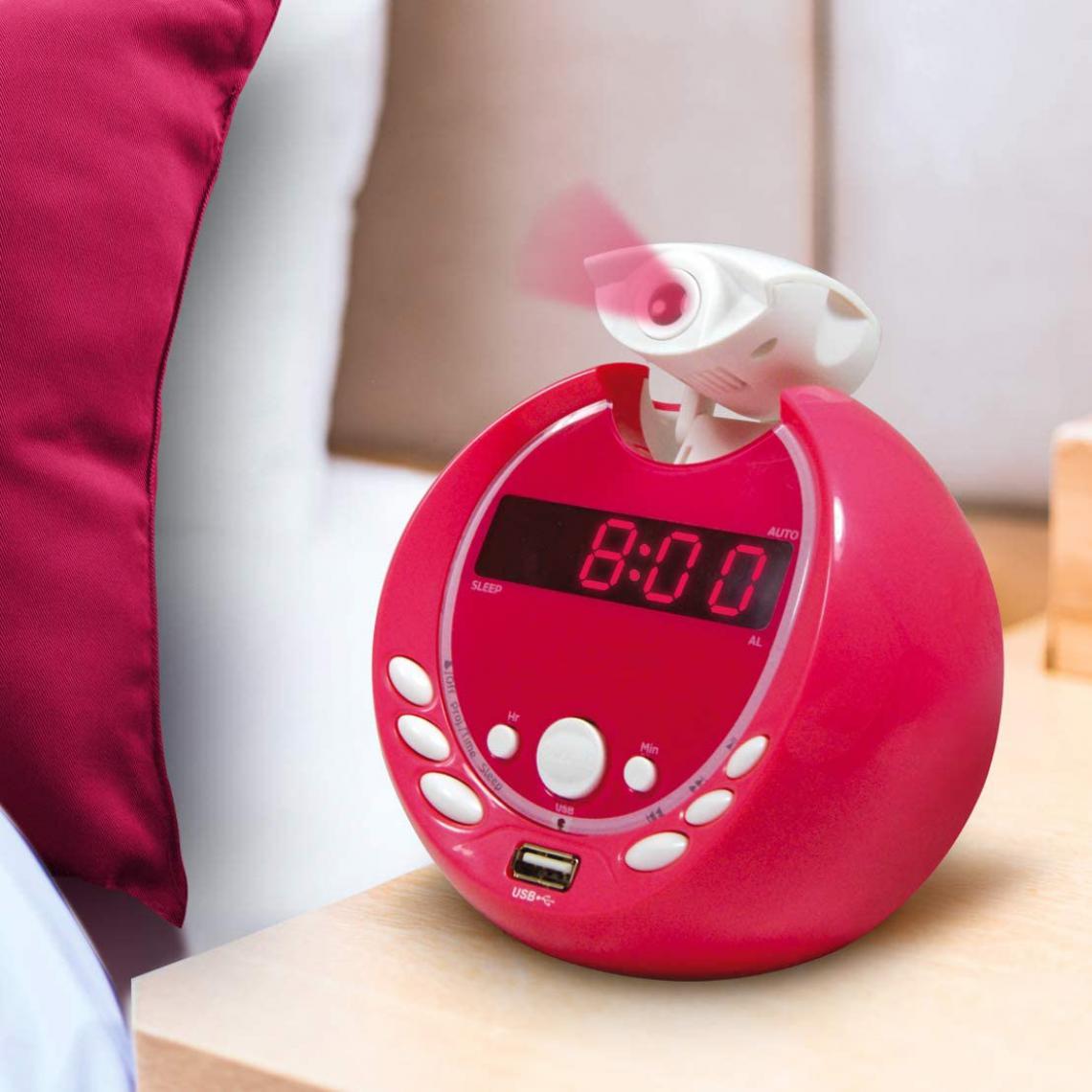 Metronic - radio Réveil Gulli MP3 USB avec projection de l'heure et alarme rose - Radio
