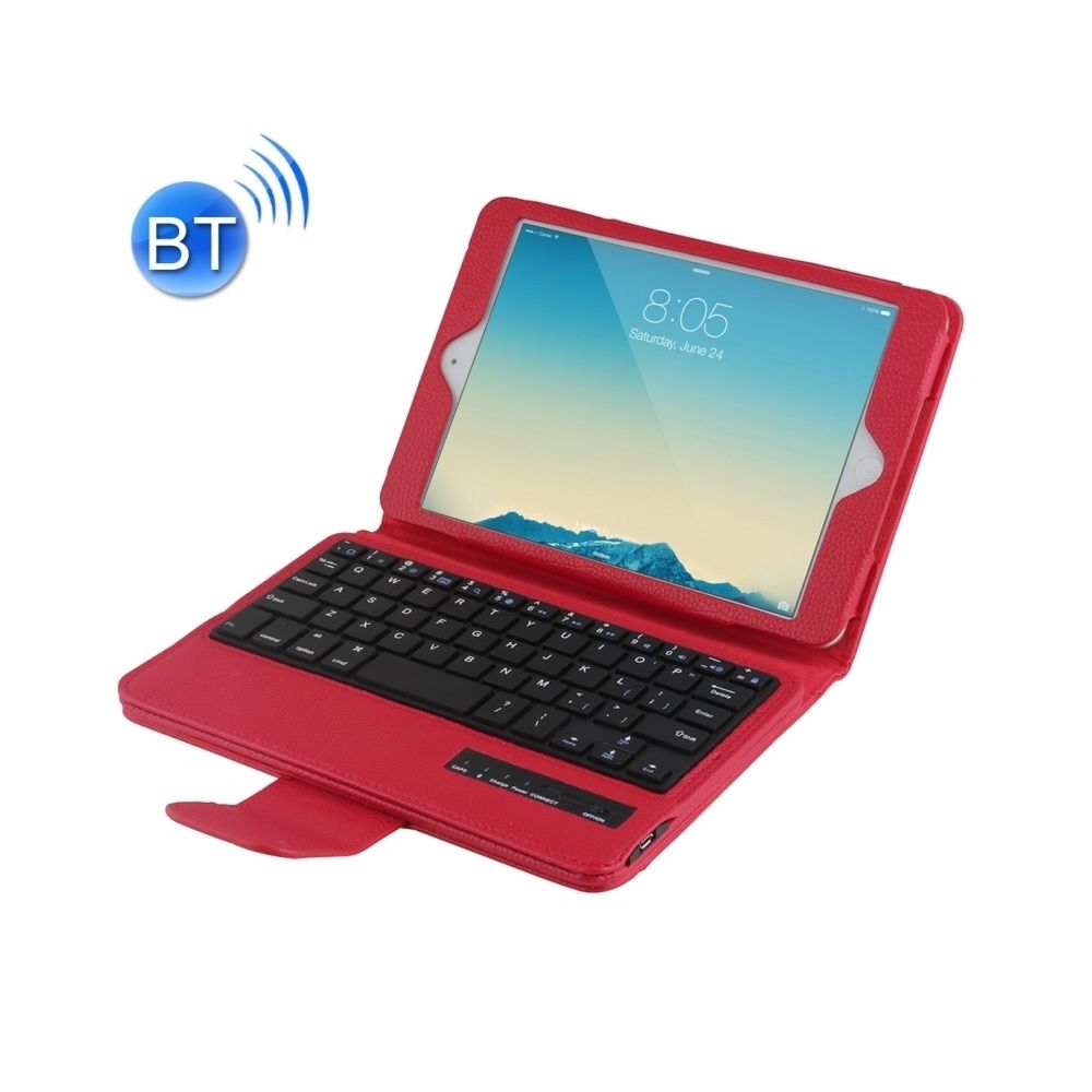 Wewoo - Clavier QWERTY rouge pour iPad mini 4 / mini 3 / mini 2 / mini Bluetooth détachable et étui en cuir avec support - Clavier